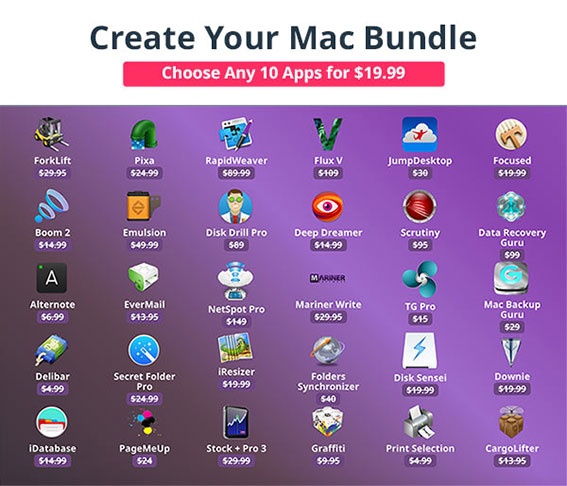 Bundlehunt 30種類のmacアプリから10個選んで19 99ドルで販売する The Create Your Mac Bundle を開催 プロモーション Macお宝鑑定団 Blog 羅針盤